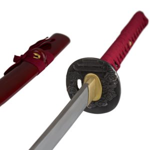 DerShogun Katana-Samuraischwert - Saya: rot - Sageo: rot